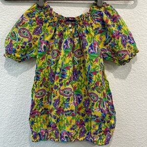 Ralph Lauren Girls Floral Paisley Print Short Sleeve 100% Cotton Blouse Sz 6